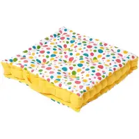 Homescapes - Vloerkussen - 100% Katoen met polyester vulling - Gekleurde stippen - 50x50 cm
