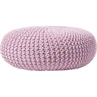 Homescapes Grote gebreide poef 100% katoen, roze