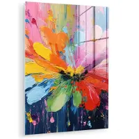 MuchoWow Glasschilderij 120x160 cm - Schilderij acrylglas - Kleuruitbarsting - Expressieve sfeer - Bloem - Foto op glas - Muurdecoratie woonkamer - Wanddecoratie slaapkamer - Schilderijen