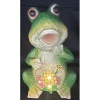 Impuls Polyresin solarlamp "Kikker met bloem en LEDs" - meerkleurig - met LEDs - Staand model - hoogte 20 x 16 x 12 cm - Tuindecoratie - Tuinverlichting