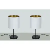 Trango Set van 2 LED-bedlamp 2018-10WL*2 *SOUL* Tafellamp met stoffen kap in wit-goud incl. 1x E27 LED-lamp 3000K warm wit, lamp, vensterbanklamp , bedlampje voor slaapkamer
