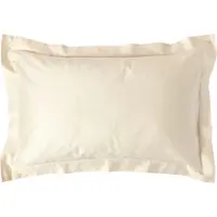 Homescapes Biologisch Kussensloop 50x75 cm met Sierrand – Crème – 100% Egyptisch Katoen Satijn – Draaddichtheid 400