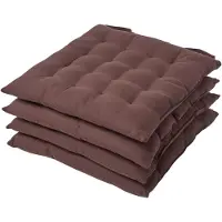 Homescapes stoelkussens – set van 4 zitkussens – katoen – 40x40 cm – bruin – met lint – voor eetkamer & buitengebruik