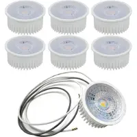 Trango Set van 6 MOCOBSD-C*6 LED-module 5 Watt 3 niveaus dimbaar incl. 75 cm kabel elk H: 3cm 3000K warm wit voor vervanging GU10 & MR16 Halogeenlampen Inbouwarmaturen, plafondspots, inbouwspots