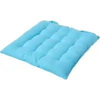 Homescapes stoelkussen – katoenen zitkussen – lichtblauw – 40x40 cm – met lint – voor eetkamer & buitengebruik