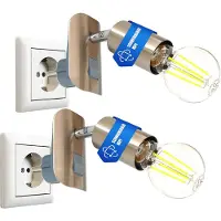 Trango Set van 2 11-260 LED stekkerlamp incl. 1x 3000K warm witte E27 LED lamp in nikkel mat *ANNA* Wandlamp, leeslamp, keukenlamp, nachtlampje, wandlamp, keukenlamp, stekkerlamp