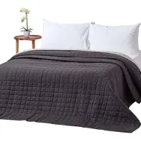 Homescapes Gewatteerde sprei van 100% katoen, zwart/grijs, 200 x 200 cm