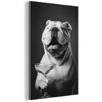 MuchoWow Aluminium schilderij 120x180 cm - Wanddecoratie metaal - Buldog - Hond - Glas - Metalen muurdecoratie woonkamer - Decoratie industrieel - Foto op dibond - Industriële accessoires slaapkamer