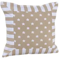 Homescapes Sterkussenhoes in beige met gestreepte rand, 60 x 60 cm
