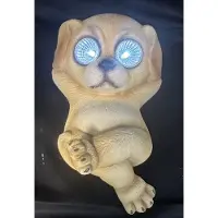 Impuls Polyresin solarlamp "liggende hond" - meerkleurig - met 2 LEDs - Staand model - hoogte 6 x 19 x 16 cm - Tuindecoratie - Tuinverlichting