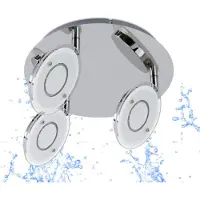 Trango Moderne 3-vlams IP44 plafondlamp 2115 in roundel chroom look *LINA* incl. 3x 4,5 Watt 3000K warm witte LED module 240mm Ø met draaibare spots, wandlamp, plafondlamp, badkamerlamp