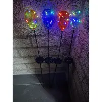 Impuls Kunststof solarlampen op tuinsteker "Ballon" - groen/oranje/geel/blauw - Set van 4 stuks - met multi-colour LED - tuinsteker - hoogte 62 x 6 x 1 cm - Tuindecoratie - Tuinverlichting