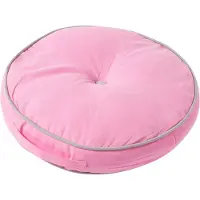 Homescapes Rond vloerkussen – Roze en grijs – 100% katoen met polyestervulling – Ø 43 cm