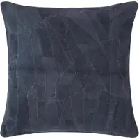 Homescapes patchwork leren kussen donkerblauw, 45x45 cm