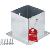 Sotech opschroefbaar grondanker vierkant 140 x 140 mm, hoogte 152 mm, vuurverzinkt staal, grondcontactdoos voor vierkant hout - ideaal voor tuin of terras
