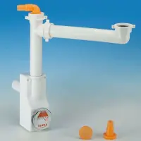 Sotech ruimtebesparende sifon met inspectieopening en toestelaansluiting, 32 - 40 mm, wit, ruimtebesparende sifon, afvoergarnituur voor keuken en badkamer