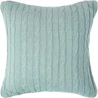 Homescapes kabelgebreide kussenhoes in blauw, 100% katoen, 45 x 45 cm