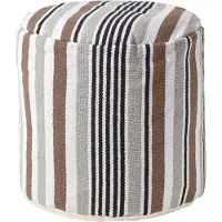 Homescapes design kruk poef rond Selam grijs wit