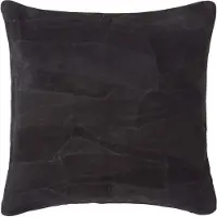 Homescapes patchwork leren kussen zwart, 45x45 cm
