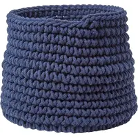 Homescapes Gebreide Opbergmand, 100% Katoen Marineblauw - 42 x 37 cm