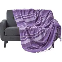 Homescapes Marokko sprei, paarse strepen, 255 x 360 cm