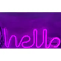 Impuls LED HELLO met neonlicht - roze neon licht - Op batterijen en USB - hoogte 13 x 35 x 2 cm - Wandlamp - Sfeerlamp - Decoratieve verlichting - Woonaccessoires