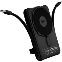 MOJOGEAR NovaMag All-in-1 Powerbank 10.000 mAh – Draadloos Qi2 supersnel opladen - Ingebouwde USB-C en Lightning kabel – Geschikt voor iPhone en Samsung - MagSafe powerbank - LED-indicator - Zwart
