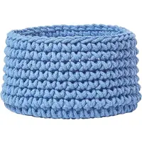Homescapes Gebreide opbergmand, 100% katoen blauw - 37 x 21 cm