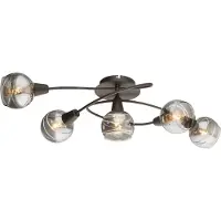 Trango 5-vlam Plafondlamp 1010-55SD zwart optiek draaibaar *WOW* incl. 5x 3-traps dimbare LED-lamp 3000K warm wit Plafondlamp met design rokerige glazen kappen Plafondspot woonkamer