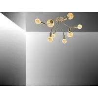 Trango 8-lichts plafondlamp 1013S-4ASD incl. 8x 3-traps dimbaar 4 Watt E27 2500K goudkleurige LED lamp RVS optiek *SPY* vintage kroonluchter, keukenlamp, plafondlamp, zwenkarmen