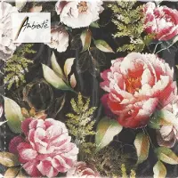 Ambiente Tafel diner servetten - Pioenrozen thema - 40x stuks - 33 x 33 cm - Lente/zomer/bloemen/Rozen