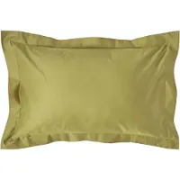 Homescapes Luxe Satijn Kussensloop 50x75 cm met Sierrand – Olijfgroen – 100% Egyptisch Katoen – Draaddichtheid 1000
