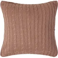 Homescapes kabelgebreide kussenhoes in bruin, 100% katoen, 45 x 45 cm