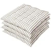 Homescapes zitkussens met strepen, 100% katoen, grijs, set van 4