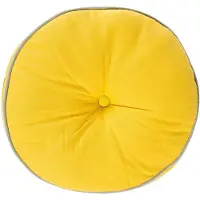 Homescapes vloerkussen rond geel en grijs 100% katoen met polyester vulling Ø 43 cm