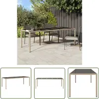 The Living Store Tuintafels - Tuinstoel - Tuintafel 250x100x75 cm gehard glas en poly rattan beige - Outdoor Furniture - Lounge Set - Balkonset