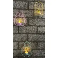 Impuls Metalen wanddecoratie theelicht houders - Set van 3 stuks - meerkleurig - Ook afzonderlijk van elkaar op te hangen - hoogte 17 x 14 x 1 cm - Exclusief theelichtjes - Woonaccessoires - Tuinaccesoires