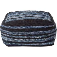 Homescapes Denim Poef Texas – vierkant, blauwe strepen, 60x30 cm