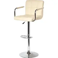 Homescapes - Barkruk Bramley - in hoogte verstelbare barkruk draaibaar met rugleuning - 62-82cm - crème