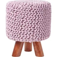 Homescapes Gebreide Voetenbank 42cm Hoog Roze