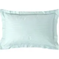 Homescapes Satijn Streep Katoen Kussensloop 50x75 cm met Sierrand – Aquablauw – 100% Egyptisch Katoen Satijn – Draaddichtheid 330
