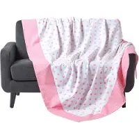 Homescapes Plaid met roze hartpatroon 150 x 200 cm