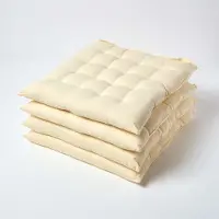 Homescapes stoelkussens – set van 4 zitkussens – katoen – 40x40 cm – crème – met lint – voor eetkamer & buitengebruik