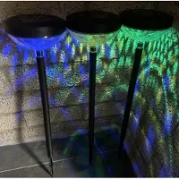 Impuls Kunststof solar grondspies met projectie - Set van 3 stuks - Voorzien van colour changing LED of witte LED - Staand model - hoogte incl. spies 52 x 12 x 3 cm - Tuindecoratie - Tuinverlichting
