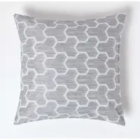 Homescapes Grijze kussenhoes met geometrisch patroon 45 x 45 cm