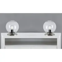 Trango Set van 2 Retro Tafellamp 7010CL*2 *SUN* Glazen Bol Tafellamp in helder incl. 1x E27 LED lamp & kabelschakelaar, vensterbanklamp, bedlampje, bureaulamp, leeslamp