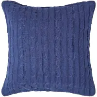 Homescapes kabelgebreide kussenhoes in donkerblauw, 100% katoen, 45 x 45 cm