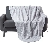 Homescapes Bedsprei Halden met chevronpatroon, grijs/wit, 255 x 360 cm