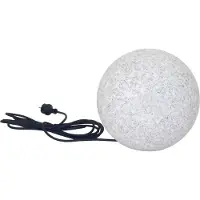Trango IP65 tuinbal 25cm diameter in wit mat natuursteenlook 250W *SNOW* incl. 5 meter IP44 voedingskabel met 1x E27 fitting, bollicht, tuinlamp, lichtbol, buitenlamp