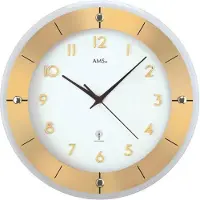 AMS W9450 – Wandklok, Quartz – Glas – Messing – Ø31 cm – Goud/wit